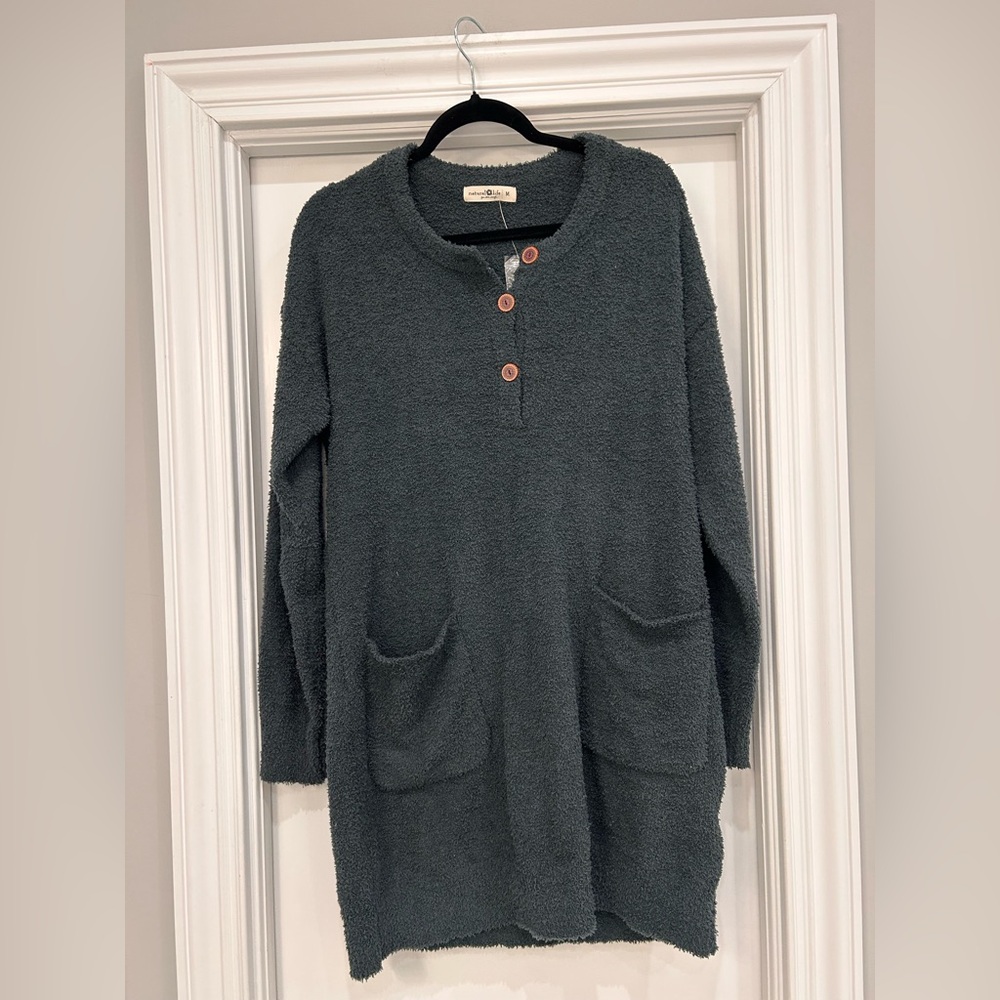 Natural Life Cozy Gray Button-Up Sweater/Dress